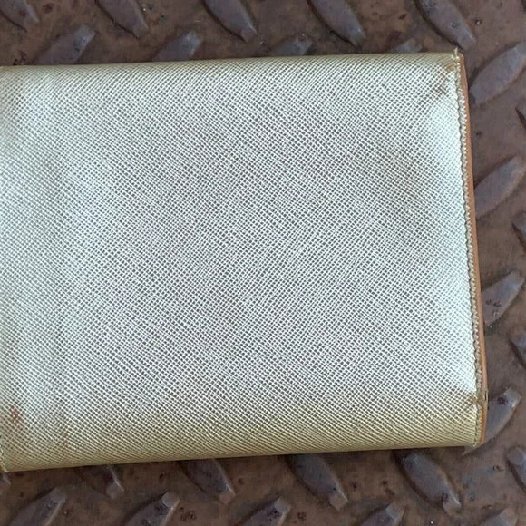 Prada Wallet Tri Fold Gold Tone Leather Card Holder Purse Made in Italy authenti - Picture 4 of 14